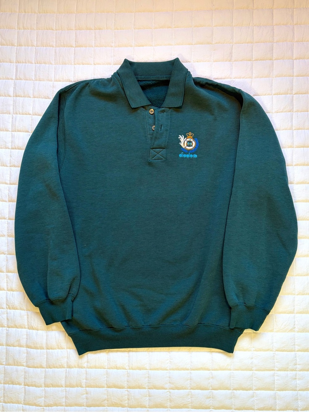 VTG 90s Men's Diadora Teal Collared Pullover Size S